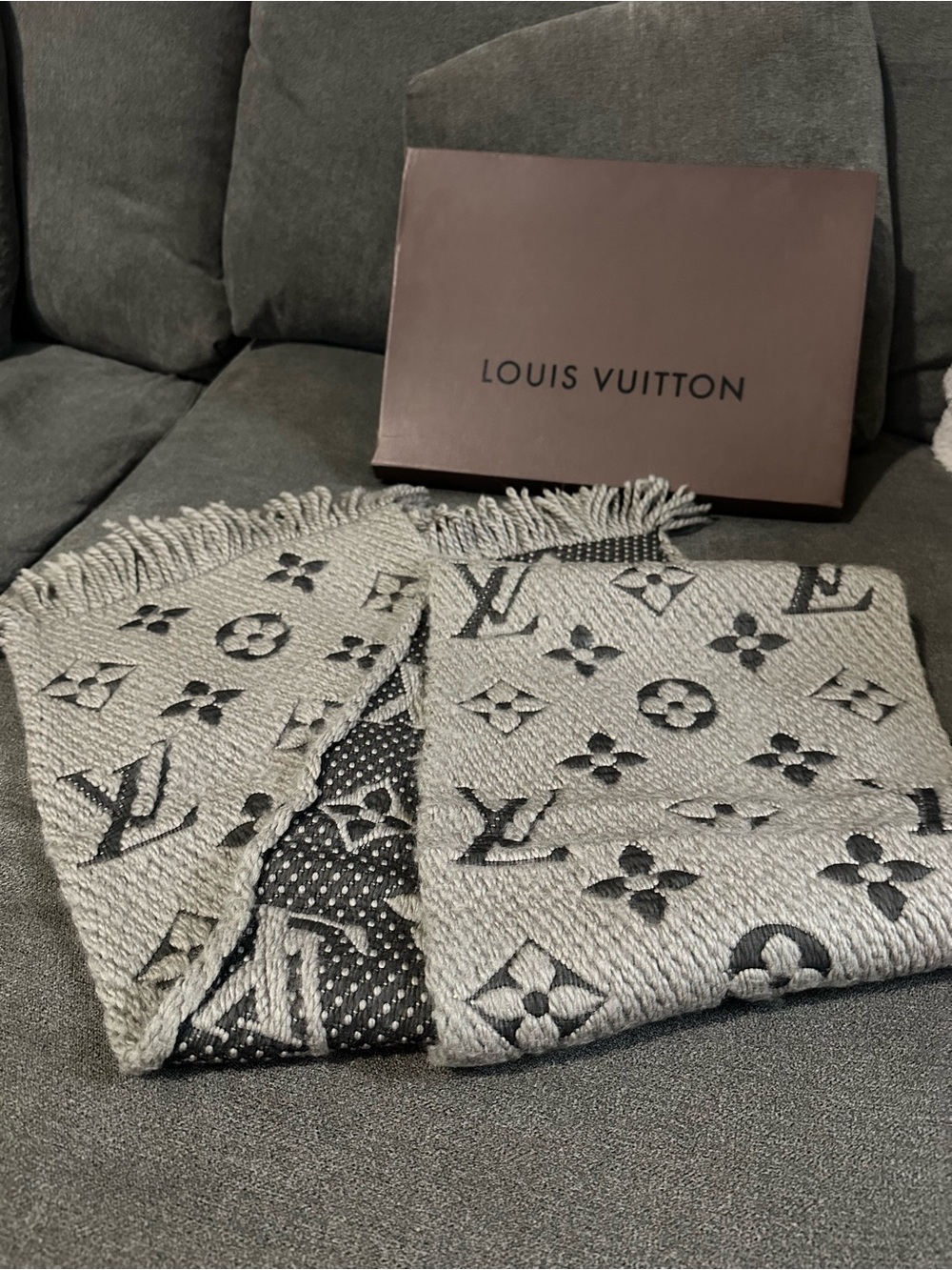 Louis Vuitton Women's Monogram Reversible Scarf - Gray and Darker Gray